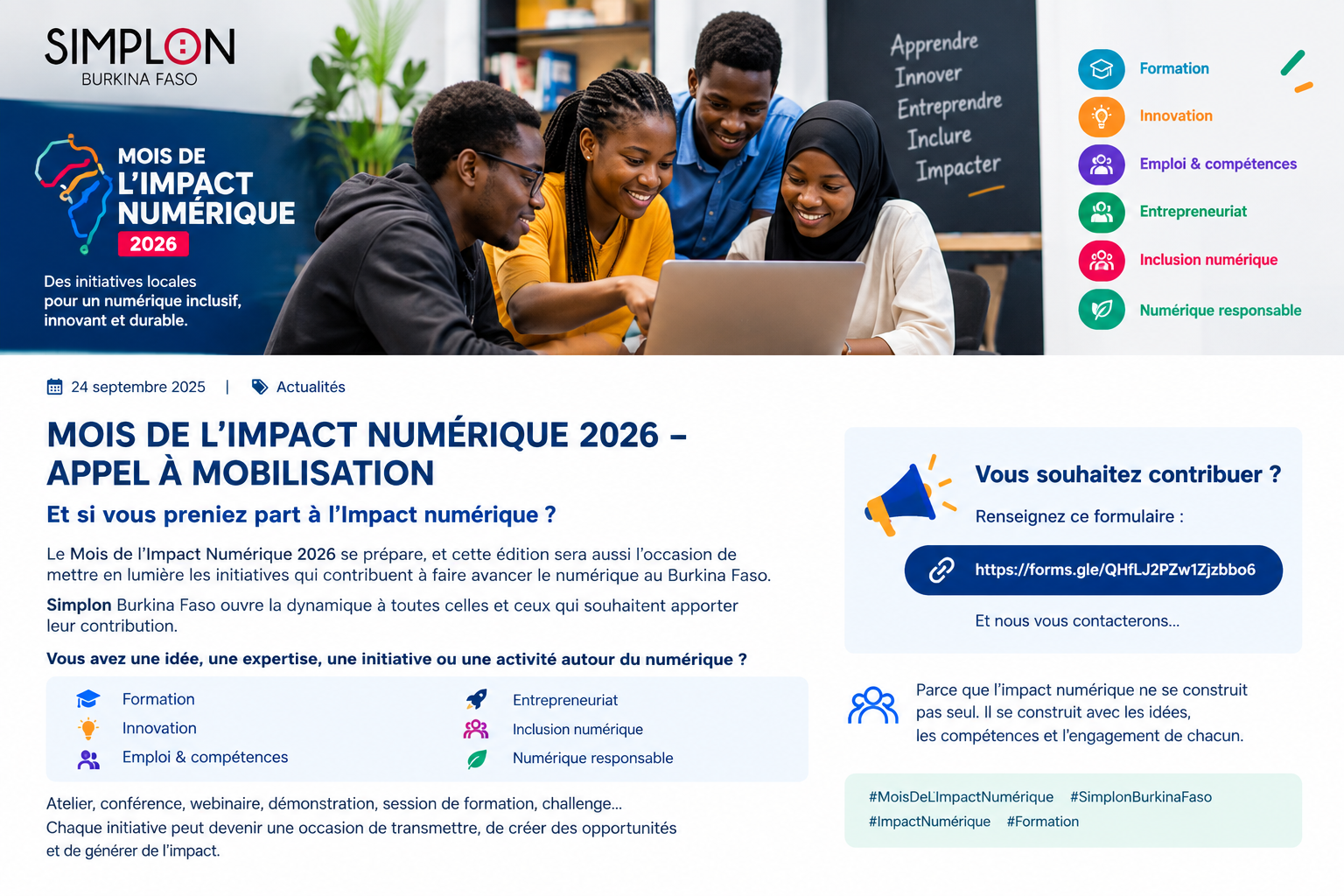 MOIS DE L’IMPACT NUMÉRIQUE 2026- APPEL À MOBILISATION